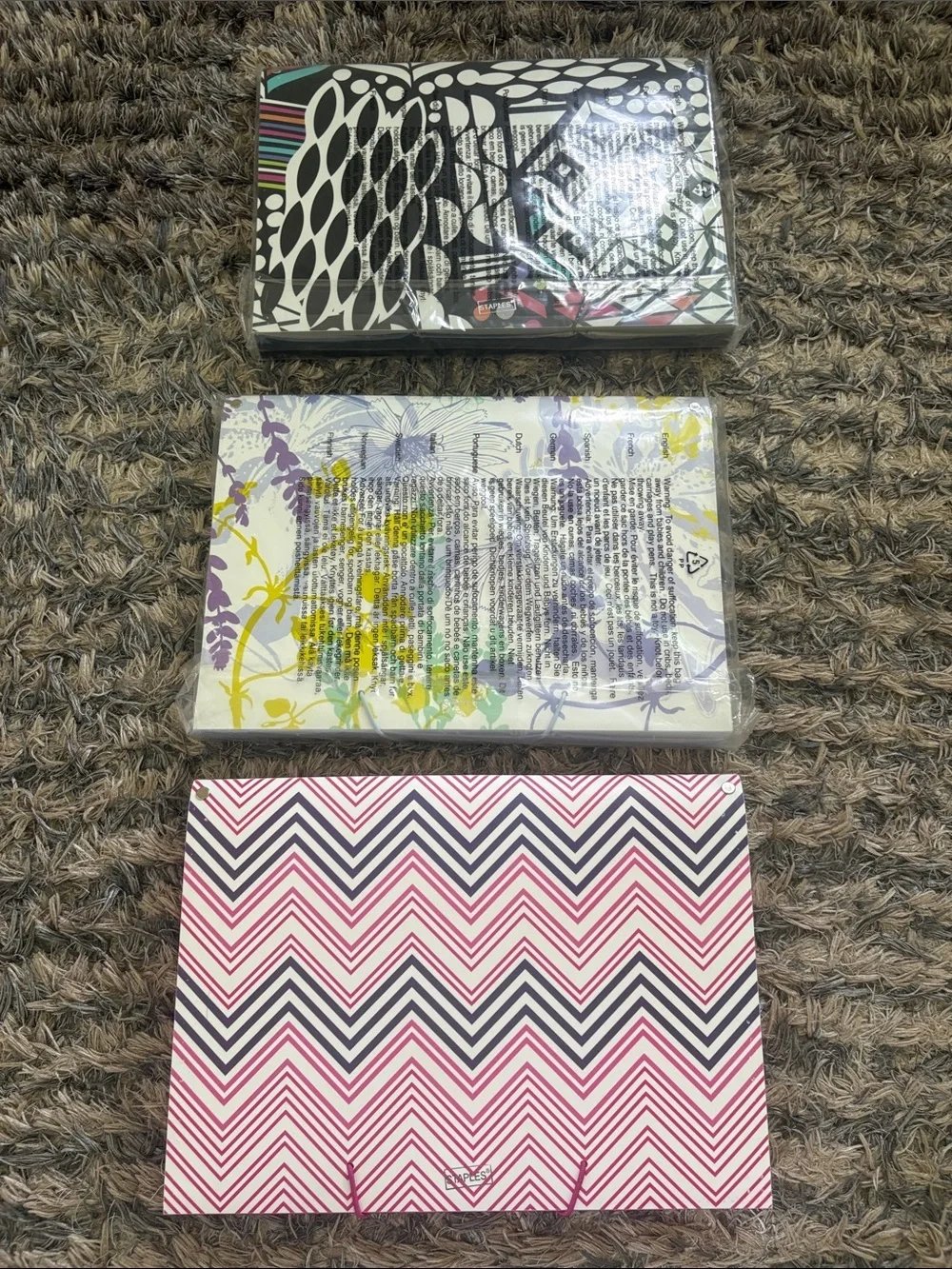 Pink, Lavender and Black Expanding File & Folder Set of 3, with Free Gifts